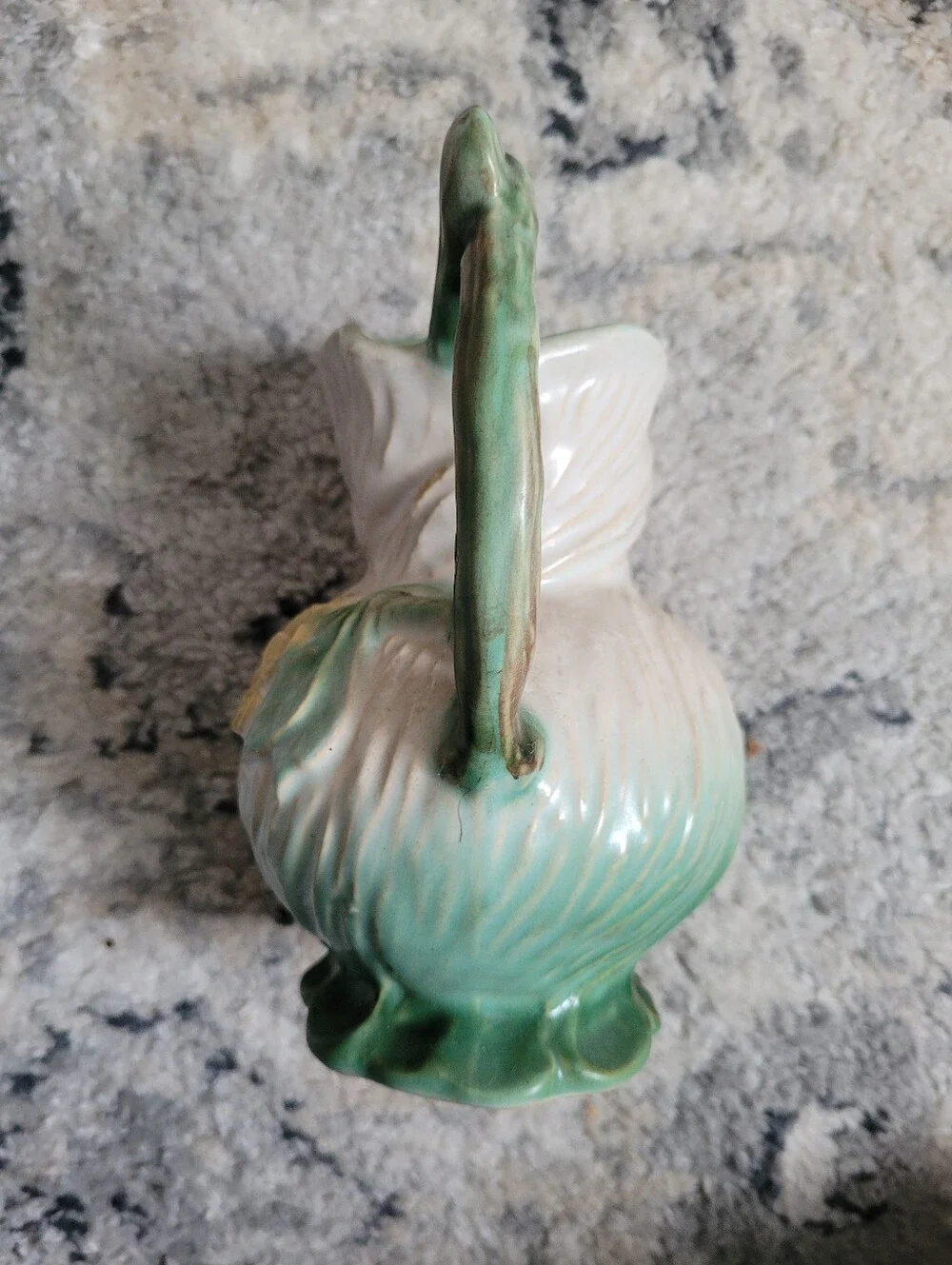 Majolica-Style Vintage Weller Ceramic Pitcher in Cream and Green